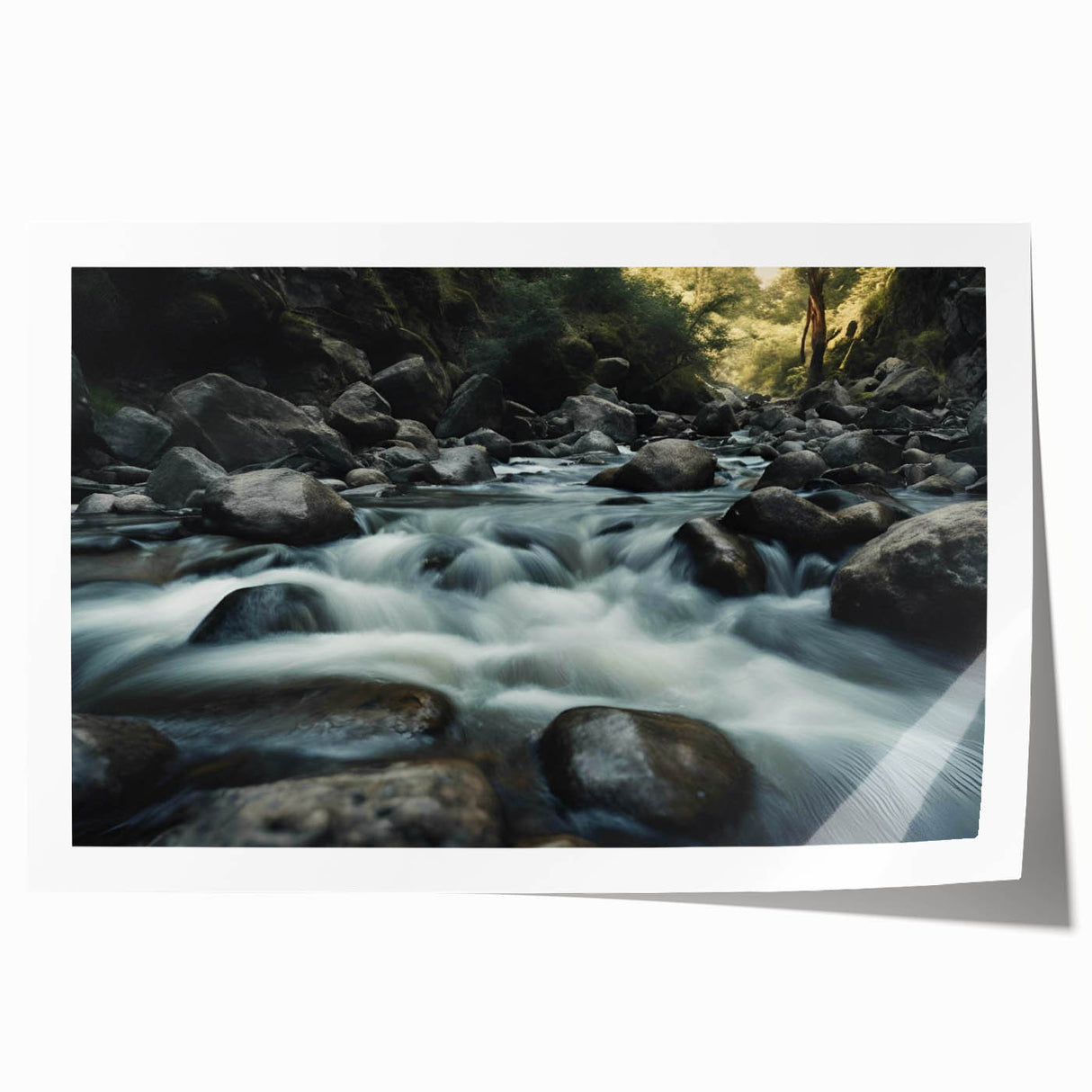 Vibrant wall art print showcasing a stunning landscape with intricate rock formations, perfect for home decor, rolled for easy framing and display.