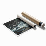 Vibrant abstract landscape wall art print showcasing colorful rock formations, perfect for modern home decor, rolled for easy framing and display.