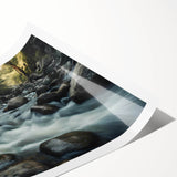 Textured rolled print showcasing a stunning landscape design featuring vibrant rocks and natural elements, ideal for wall art decor, packaged in a protective tube.
