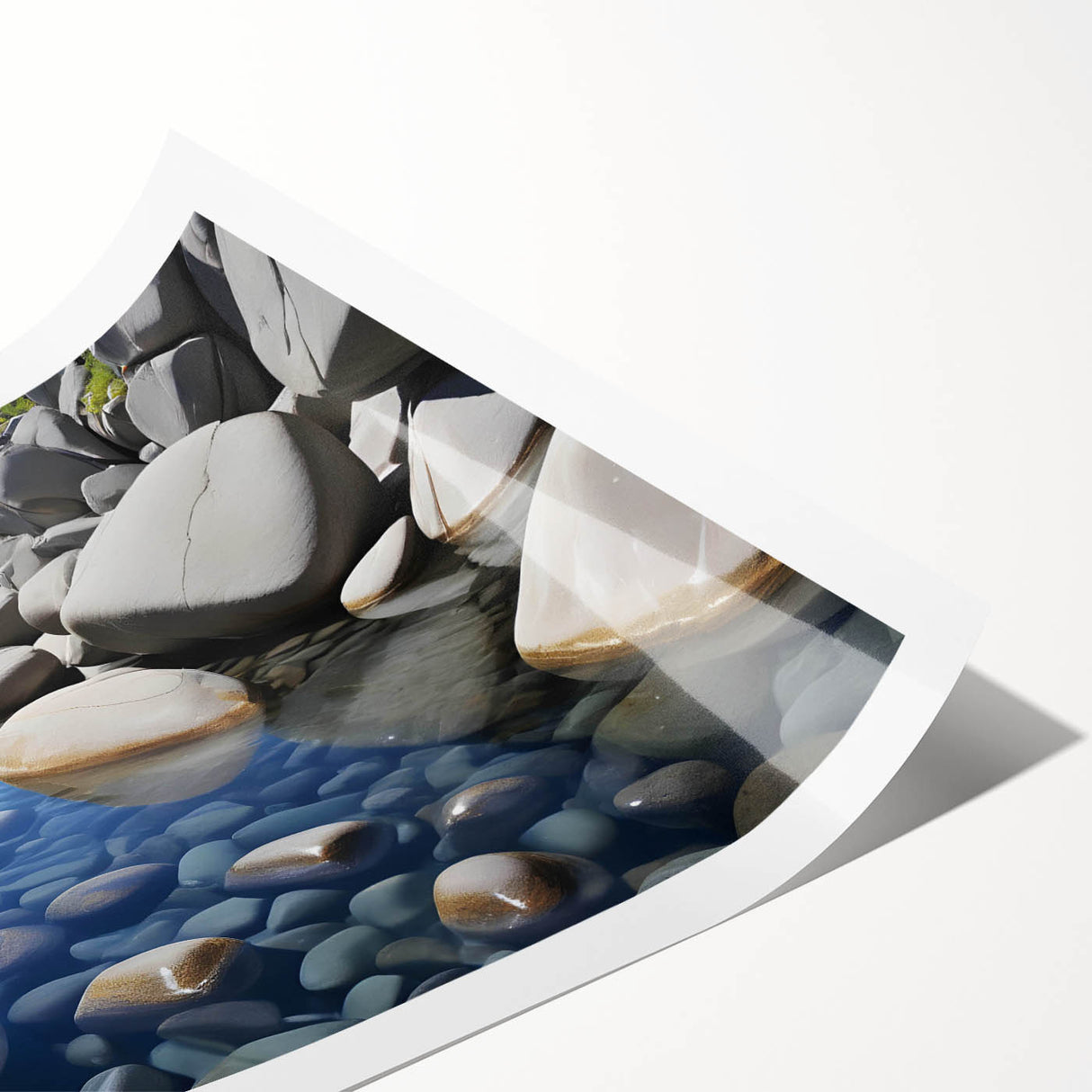 Abstract landscape wall art print featuring vibrant colors and textured rock formations, rolled and ready for display, perfect for modern home decor.