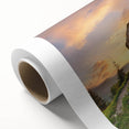 Rolled canvas artwork showcasing a serene landscape with rugged rocks, featuring earthy tones and textures, ideal for home decor. Perfectly packaged for safe delivery.