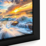 Framed canvas wall art showcasing a close-up of a rocky landscape design, highlighting intricate textures and earthy tones, perfect for enhancing modern home decor.