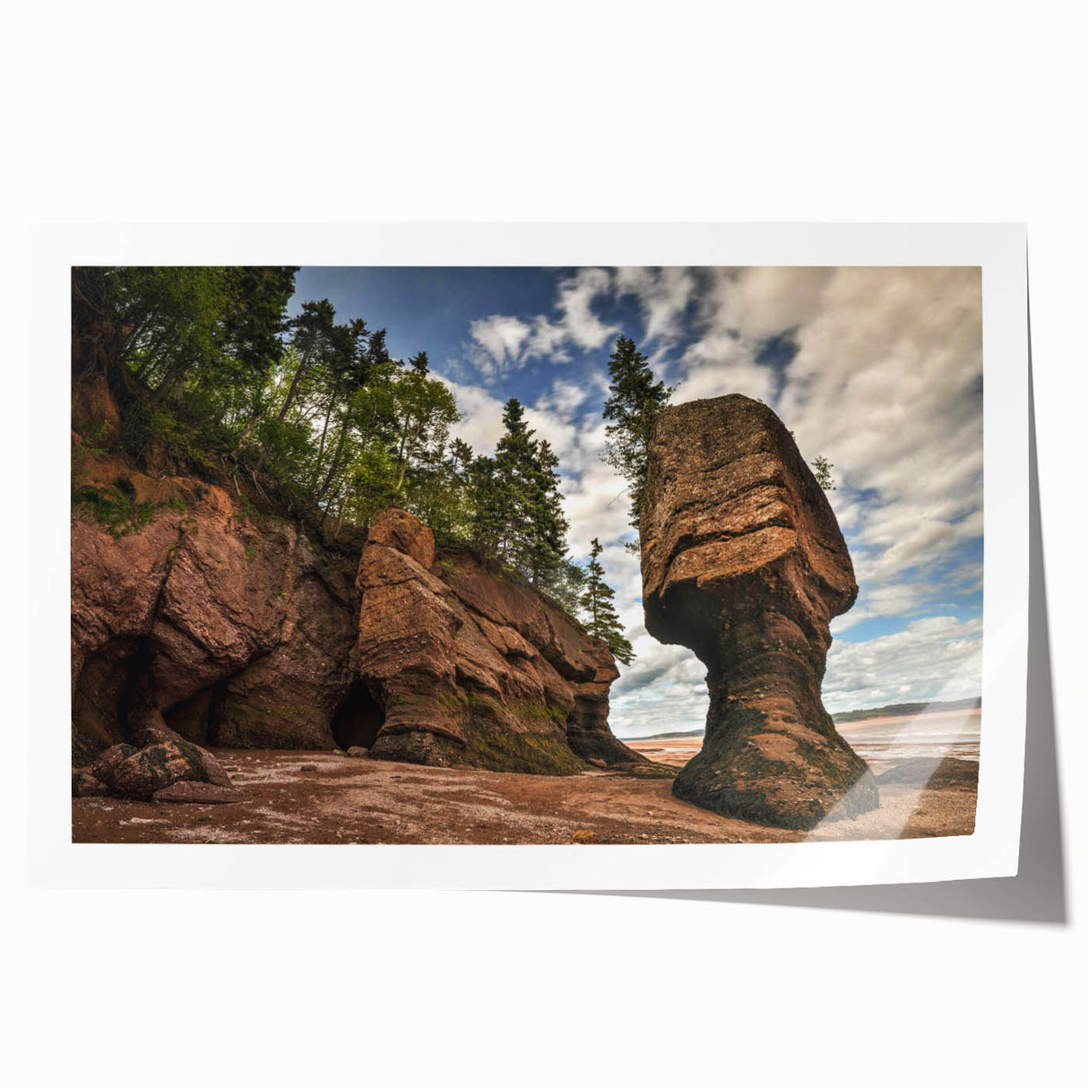 Vibrant rolled print showcasing a stunning landscape of textured rocks, perfect for home decor, elegantly packaged in a protective cardboard tube.