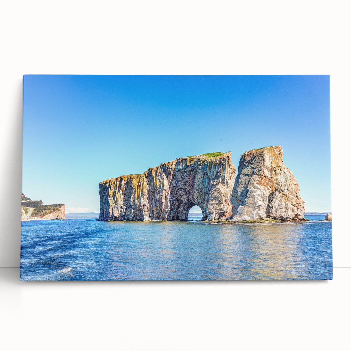 Stretched canvas wall art featuring an abstract landscape design with earthy tones and textured rocks, perfect for modern home decor or art enthusiasts.