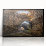 Framed black acrylic wall art displaying a serene landscape featuring textured rocks, ideal for modern home decor. Perfect for enhancing living spaces with natural beauty.