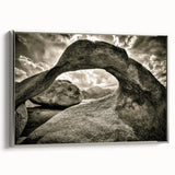 Framed canvas wall art showcasing a serene landscape with textured rocks, designed in a modern silver frame, enhancing any contemporary decor.