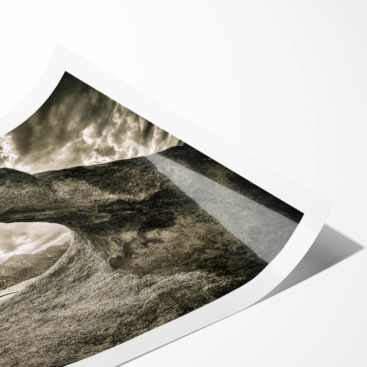 Rolled print of a serene landscape featuring colorful rocks and abstract designs, ideal for home decor. The artwork captures natural beauty, enhancing any space with vibrant hues.