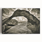 Stretched canvas wall art showcasing a vibrant landscape design with rugged rocks and soft earth tones, ideal for modern home decor, enhancing any living space.