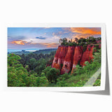 Vibrant rolled wall art print showcasing a serene landscape with colorful rocks and abstract designs, ideal for modern home decor, packaged securely in a tube.