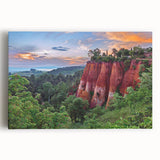 Vibrant stretched canvas wall art showcasing a striking landscape design featuring rugged rocks and a serene color palette, perfect for enhancing home decor.