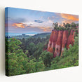 Stretched canvas artwork showcasing a vibrant landscape design with rocky cliffs and vivid colors, ideal for modern home decor. Perfect for nature enthusiasts.