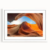 Framed wall art featuring a serene landscape with textured rocks and a soft color palette, displayed in a white mat and frame, perfect for home decor enhancement.