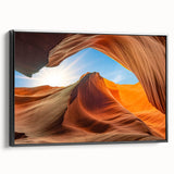 Framed canvas wall art featuring a serene landscape design with rocks and natural elements, showcasing a black frame. Ideal for contemporary home decor.