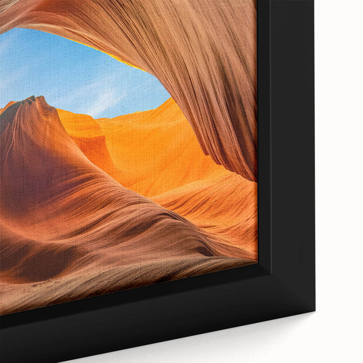 Framed canvas wall art showcasing a close-up of a rocky landscape design, featuring earthy tones and intricate textures, perfect for modern home decor.