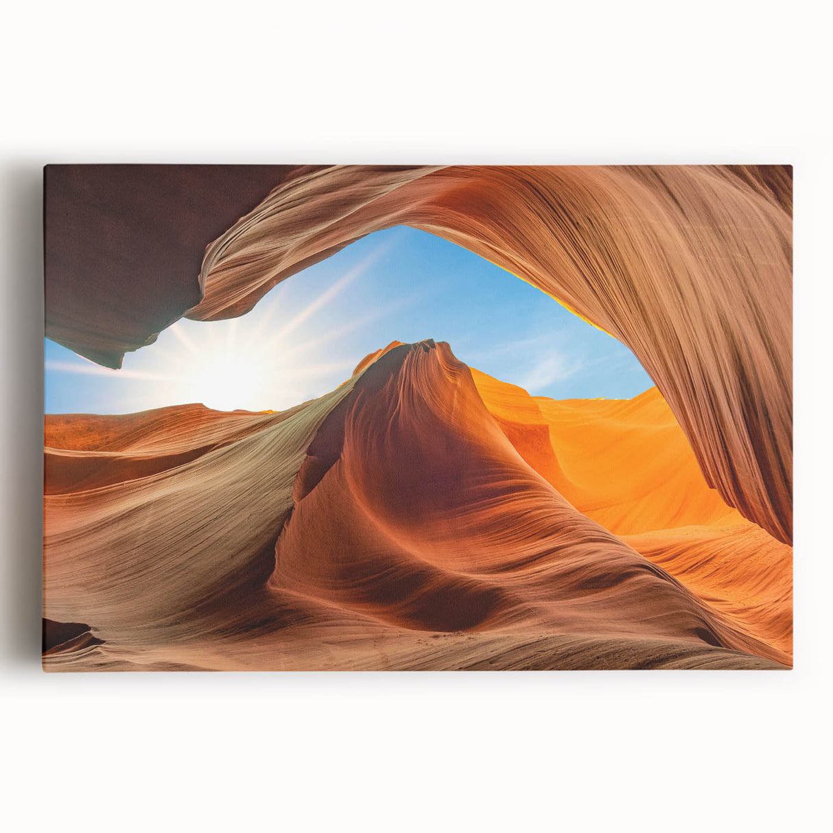 Stretched canvas wall art showcasing a vibrant landscape design featuring rocks and natural elements, perfect for modern home decor. Ideal for adding a calming touch to any room.