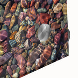 Close-up of a contemporary acrylic wall art piece showcasing vibrant rock landscapes in earthy tones, ideal for modern home decor and artistic interiors.