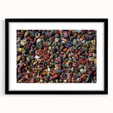 Framed black wall art showcasing a stunning landscape design featuring intricate rock formations, enhancing modern decor with its elegant mat and sleek frame.