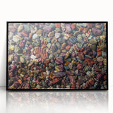 Framed acrylic wall art showcasing a striking landscape of textured rocks, featuring a sleek black frame, ideal for modern decor. Perfect for enhancing living spaces.