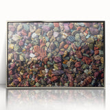 Framed acrylic wall art showcasing a stunning landscape with textured rocks and natural colors, designed to enhance modern home decor. Perfect for artistic interiors.