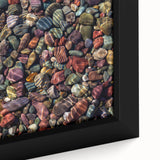 Framed canvas wall art showcasing a close-up of textured rocks in warm earth tones, ideal for enhancing modern interior decor with a nature-inspired aesthetic.