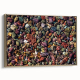 Framed canvas wall art showcasing a stunning landscape design with rocky formations and golden accents, ideal for enhancing modern home decor.