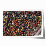 Rolled canvas print showcasing a stunning abstract landscape with vibrant rock formations and earthy tones, perfect for modern home decor and wall art collections.