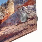 Close-up view of a stunning wall art collection featuring vibrant acrylic glass landscapes with intricate rock designs, showcasing rich textures and colors. Ideal for modern home decor and art enthusiasts.