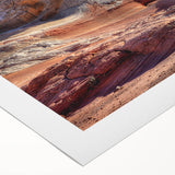 Rolled canvas showcasing a stunning landscape design with vibrant rock formations and earthy tones, perfect for home decor or art collection.