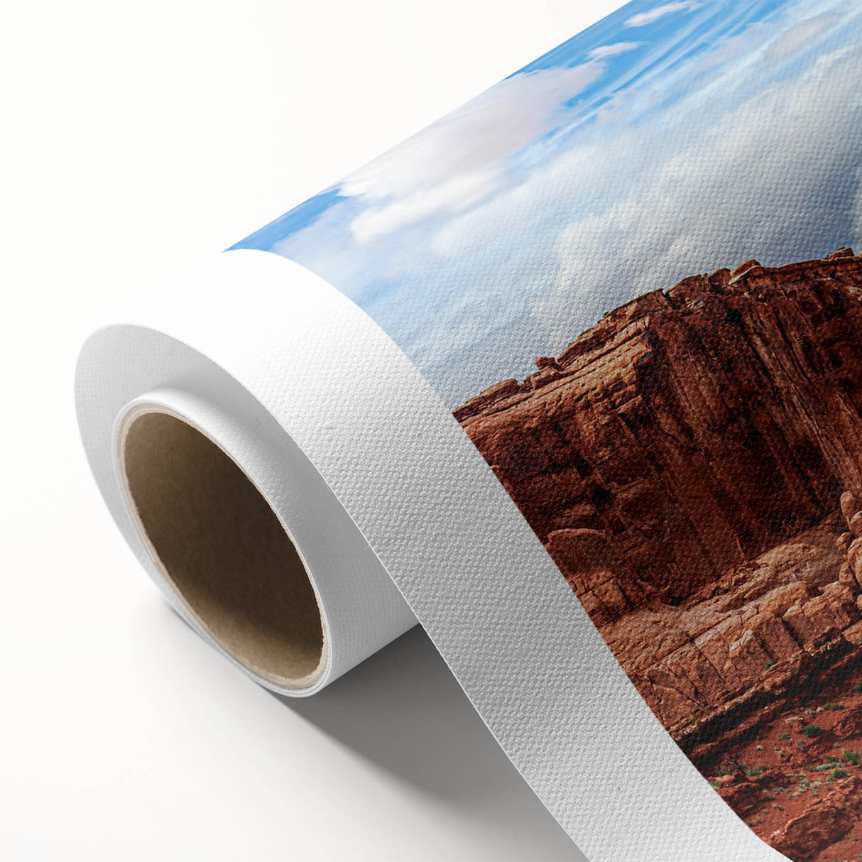 Rolled canvas showcasing a stunning abstract landscape design with vibrant colors and intricate rock formations, ideal for modern home decor.