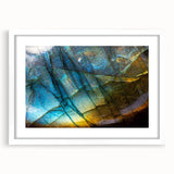 Framed wall art featuring a serene landscape with rocks, set in a sleek white mat, perfect for enhancing modern home decor. The artwork's calming colors and intricate details invite tranquility into any space.