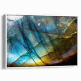 Framed canvas wall art showcasing a serene landscape with textured rocks and soft colors, elegantly displayed in a white frame for modern decor. Ideal for enhancing interior spaces.