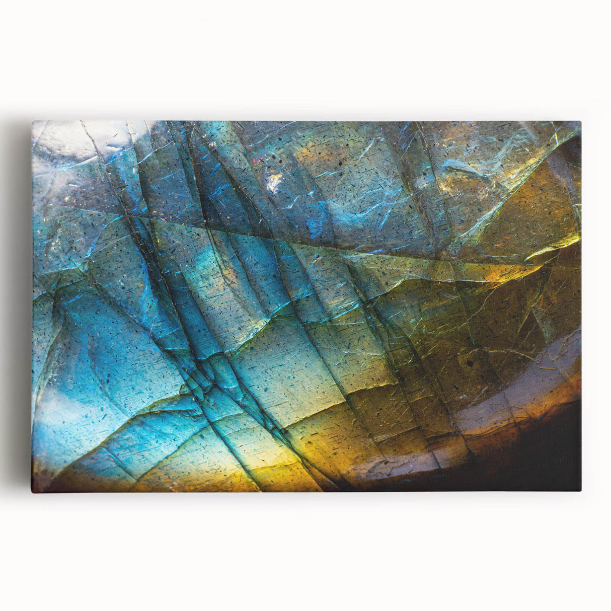 Stretched canvas wall art showcasing a vibrant landscape with rocky formations and a sunset backdrop, ideal for home decor and enhancing living spaces.