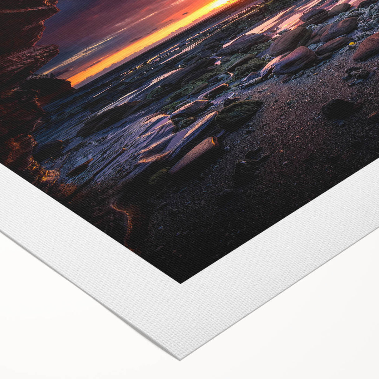 Rolled canvas wall art featuring an abstract landscape design with vibrant colors and textured details, ideal for modern home decor. Packaged securely for delivery.