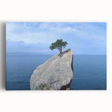 Stretched canvas wall art showcasing a serene landscape with rocks and vibrant colors, perfect for enhancing home decor or office spaces. Ideal for nature enthusiasts.