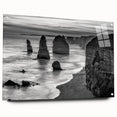 Acrylic glass wall art showcasing a seaside landscape with vibrant colors, mounted with pins for easy display, adding a modern touch to home décor.