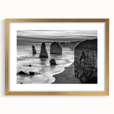 Elegant gold-framed wall art featuring a serene seascape design, showcasing tranquil waves and a sunset, perfect for enhancing coastal-themed interiors.