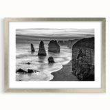 Framed wall art from the Landscapes & Seascapes collection, showcasing a serene coastal scene with vibrant colors, silver matting, and elegant design. Perfect for enhancing home decor.