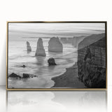 Framed acrylic wall art featuring a serene seascape design with golden accents, perfect for enhancing modern home decor and creating a calming atmosphere.
