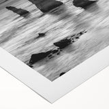 Rolled canvas showcasing a serene seascape design with vibrant blues and greens, perfect for home décor, elegantly packaged in a protective tube for easy display.