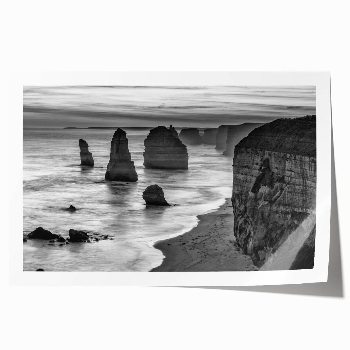 Rolled print showcasing a vibrant seascape design with rich blues and greens, ideal for coastal-themed decor, elegantly packaged in a protective tube.