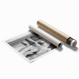 Rolled print showcasing a serene seascape design, featuring calming blue and green hues, ideal for coastal home décor. Packaged securely in a cardboard tube for safe delivery.