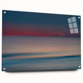Acrylic glass wall art collection showcasing a vibrant seascape design with a side view and decorative pins, perfect for modern home decor.