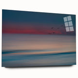 Acrylic glass wall art collection showcasing vibrant seascape landscapes in a side view presentation, designed without pins for a sleek look. Perfect for modern decor.