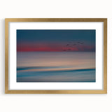 Gold-framed wall art collection showcasing a stunning seascape design with a mat, ideal for enhancing home décor and adding coastal elegance to interiors.