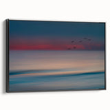 Framed canvas wall art collection featuring stunning seascapes and landscapes in vibrant colors, displayed in a sleek black frame, ideal for modern home decor.