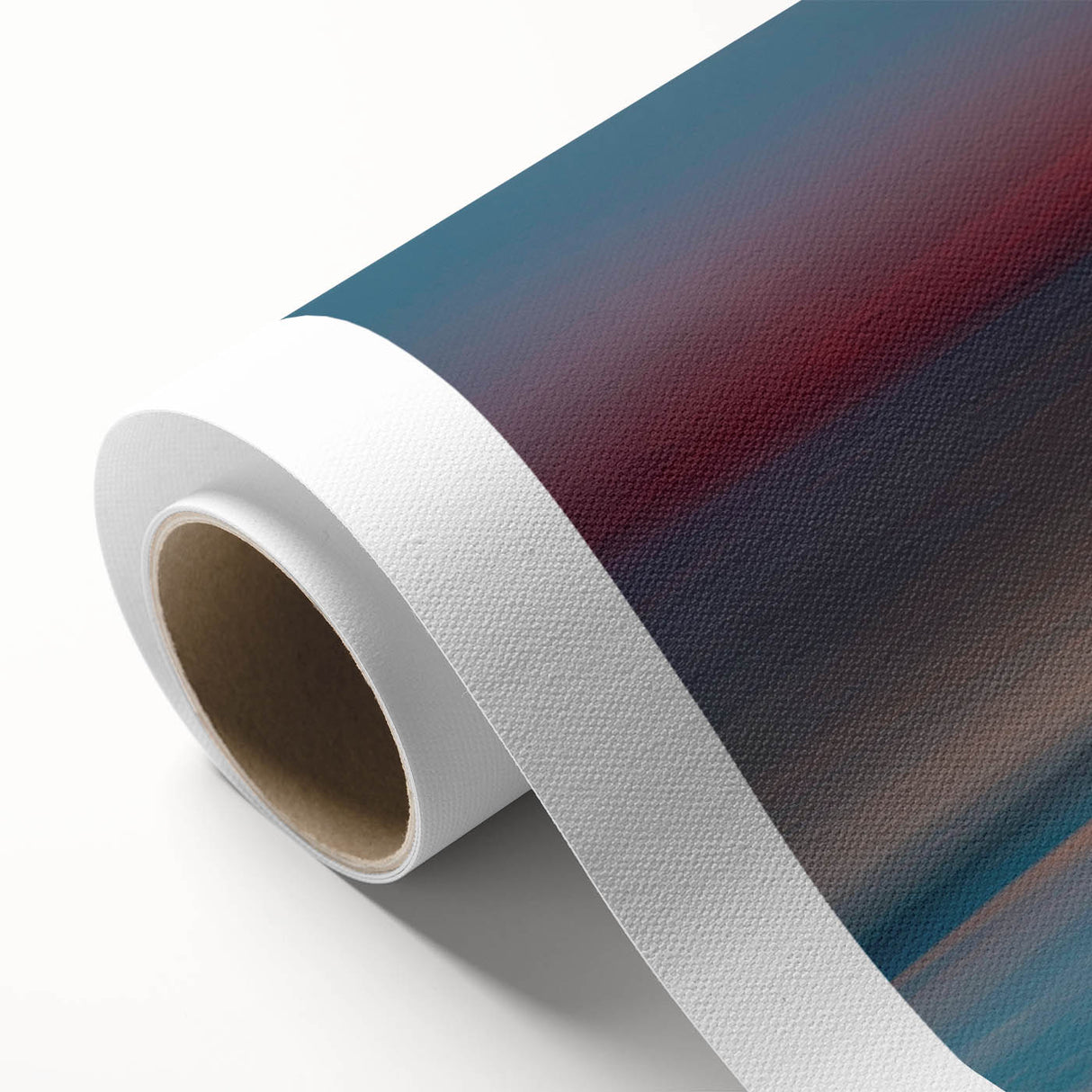 Rolled canvas showcasing a vibrant seascape wall art design with calming blues and greens, ideal for coastal-themed decor. Packaged securely in a cardboard tube for protection.