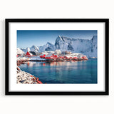 Framed wall art featuring a serene seascape design in a black frame, showcasing vibrant blues and greens, perfect for coastal-themed decor and adding tranquility to any space.