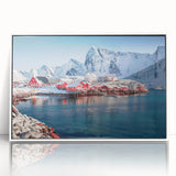 Framed acrylic wall art depicting a serene seascape with vibrant blues and whites, showcasing gentle waves and a calming horizon. Perfect for coastal decor enthusiasts.