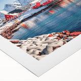 Rolled canvas showcasing a serene seascape design with soft blue waves and a tranquil sunset, elegantly packaged in a protective cardboard tube for wall decor enthusiasts.