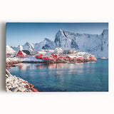 Stretched canvas wall art featuring a serene seascape design with vibrant blues and soft whites, perfect for coastal decor. Ideal for enhancing living spaces with a calming ocean view.